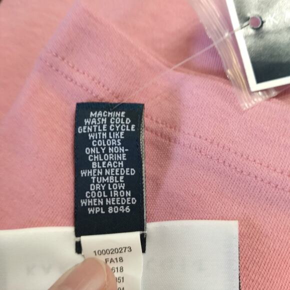 Karen Scott Cotton Henley Top Size M 3/4 Sleeves Dark Pink New - Picture 7 of 7